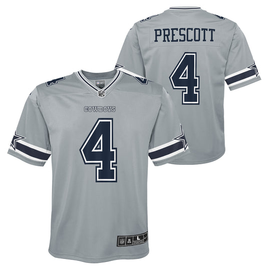 Dallas Cowboys Nike #4 Dak Prescott Youth Game Jersey - Inverted Gray