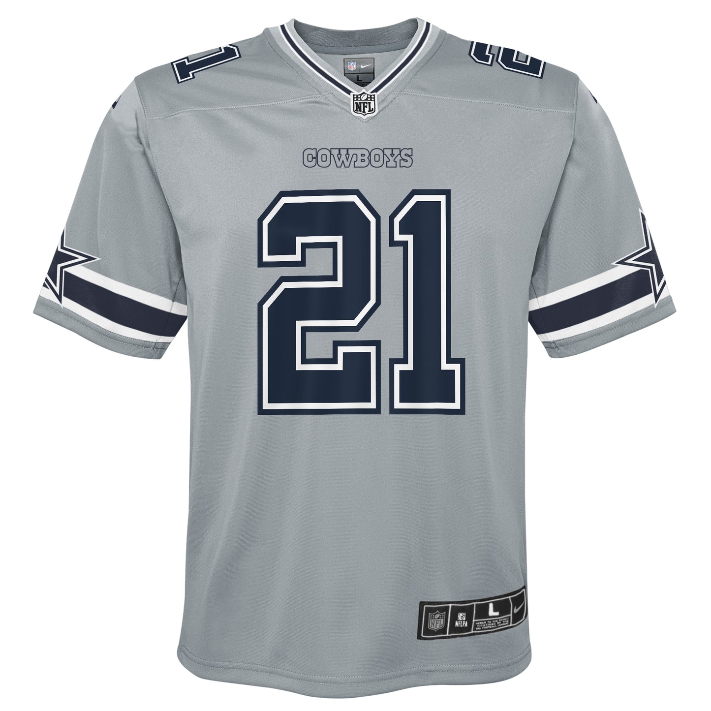 Dallas Cowboys #21 Ezekiel Elliott Inverted Youth Jersey - Gray