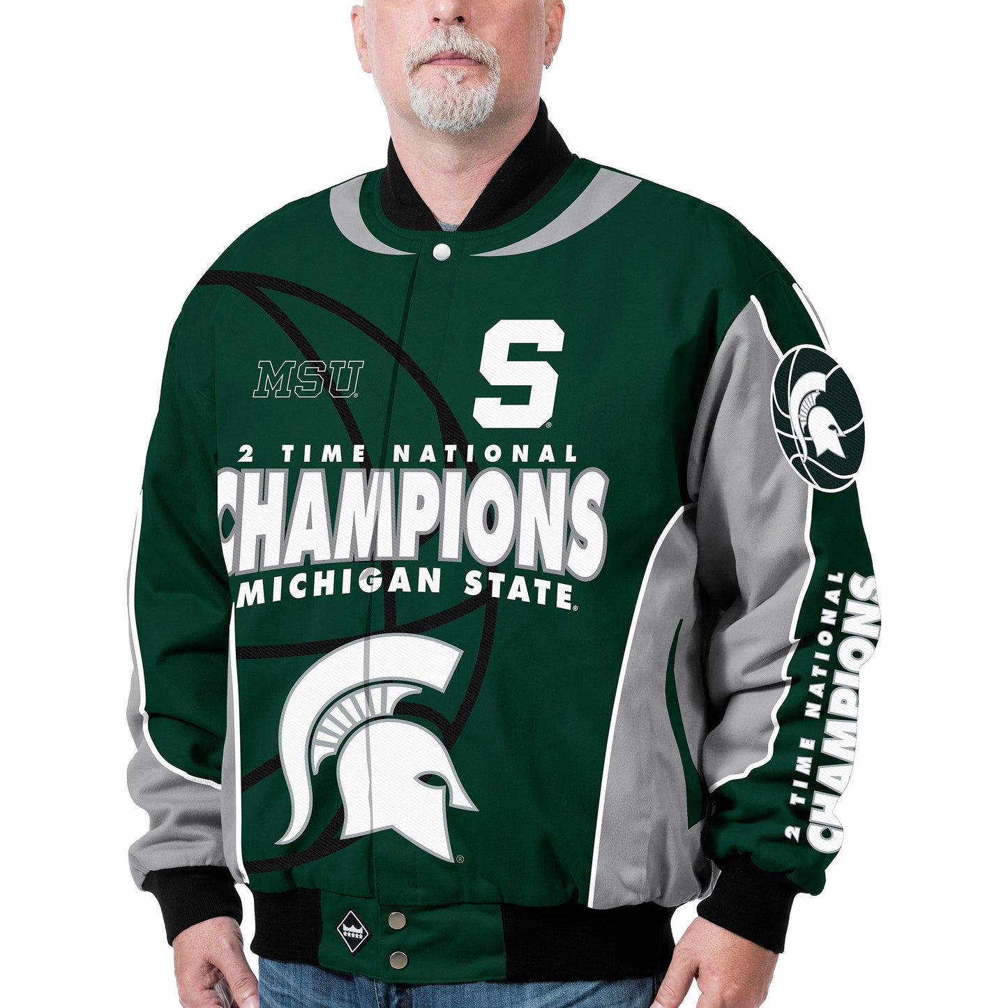 Michigan State Spartans NCAA 2 Time National Champions Twill Jacket - Green