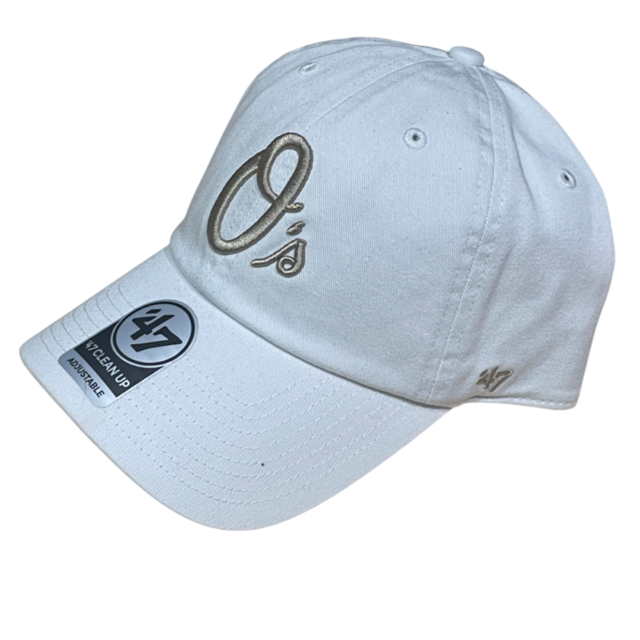Baltimore Orioles '47 Clean Up Hat Adjustable Hat - White/Khaki