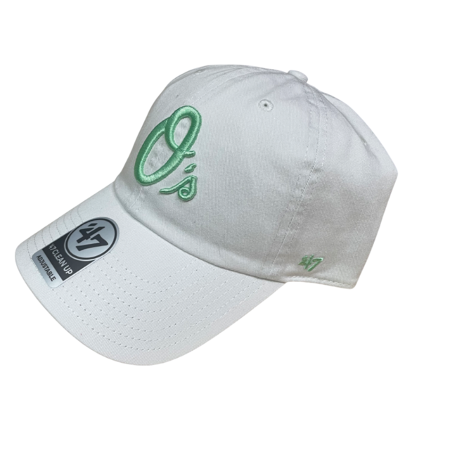 Baltimore Orioles '47 Clean Up Hat Adjustable Hat - White/Green