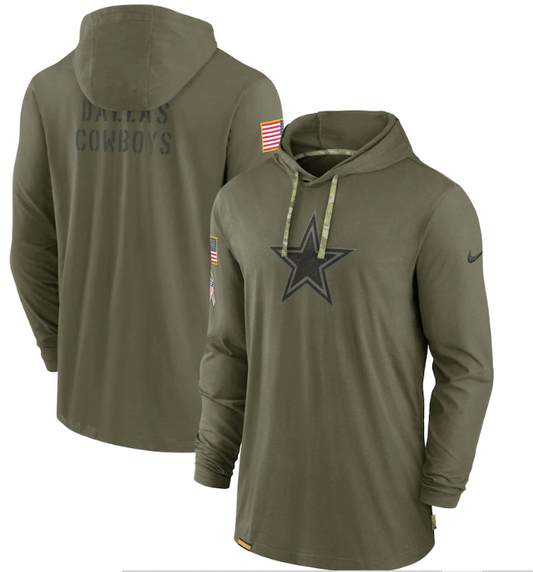 Dallas Cowboys Nike Salute to Service Sideline Hooded Long Sleeve Shirt