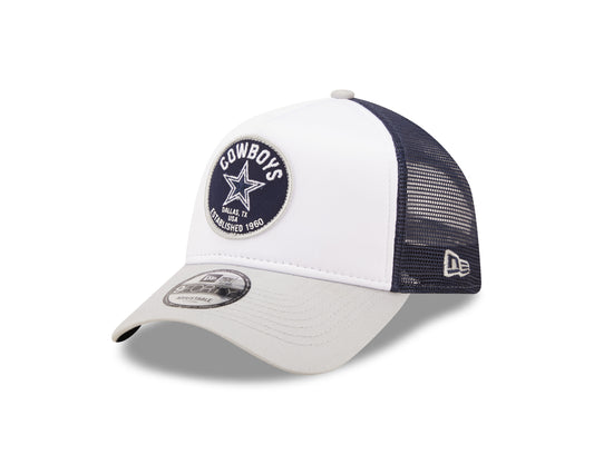 Dallas Cowboys New Era NFL Foam Patch Trucker Mesh Hat 9Forty - White/Blue