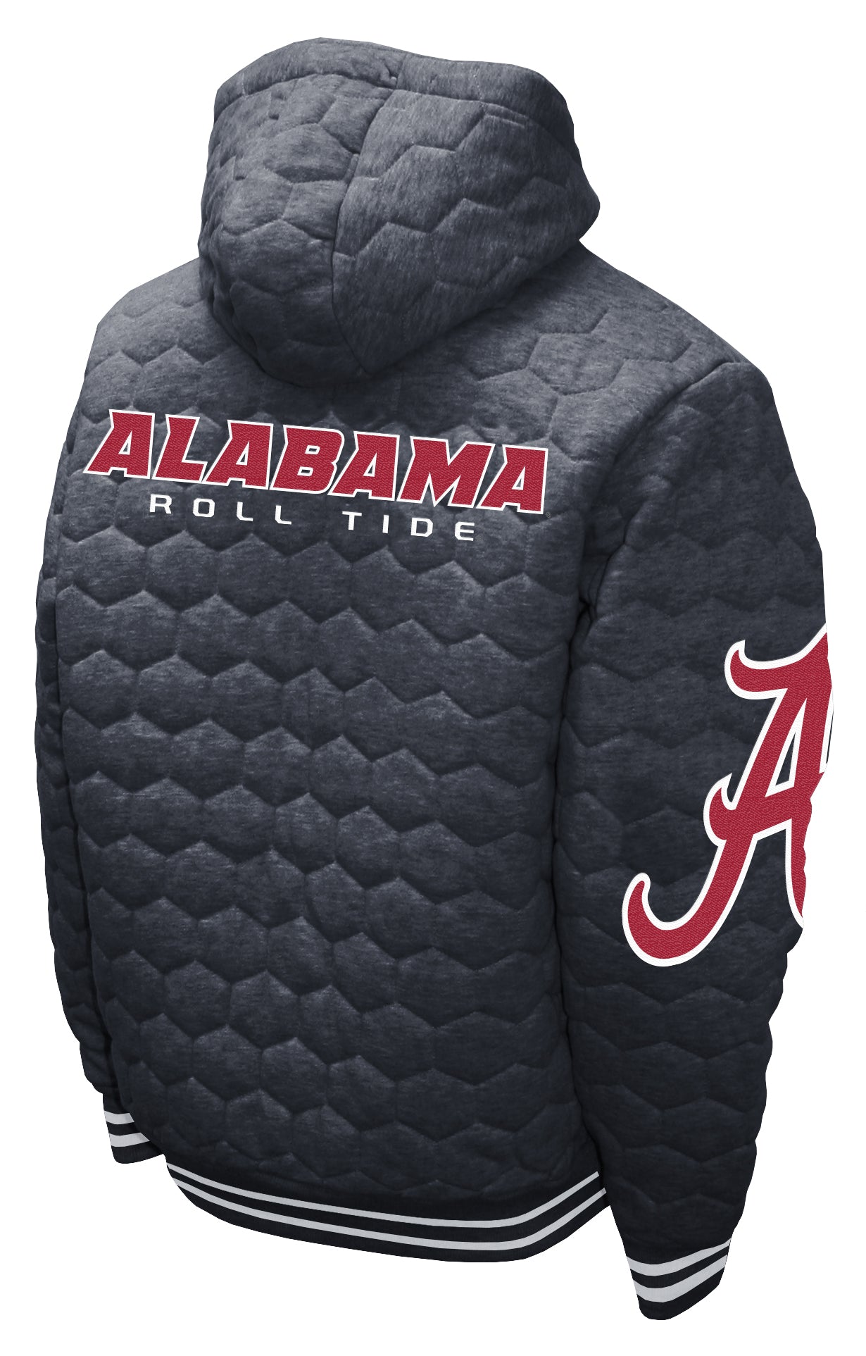 Alabama Crimson Tide NCAA Hooded Quilted Full-Zip Hoodie Jacket - Gray