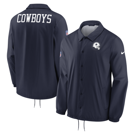Dallas Cowboys Sideline Coaches Repel Full Snap Jacket - Navy