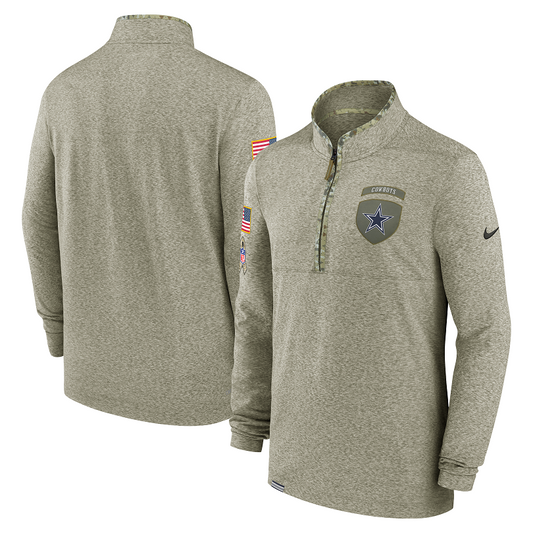 Dallas Cowboys Men's Nike Olive Salute to Service Shield Quarter-Zip Jacket