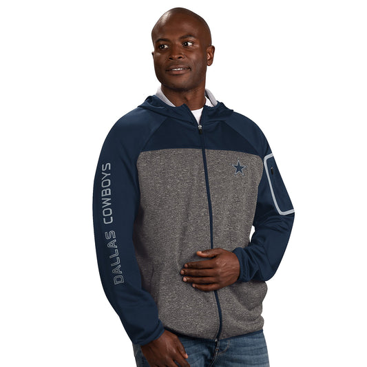 Dallas Cowboys Navy / Gray Mens Bullpen Transitional Full Zip Jacket By G-III