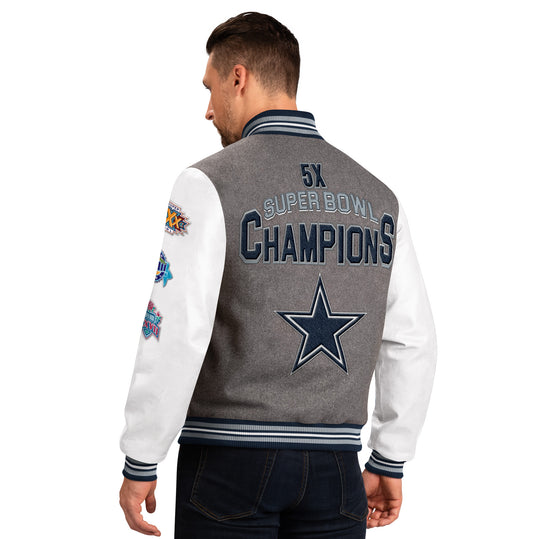 Dallas Cowboys 5 Time Super Bowl Champions Challenger Wool Varsity Jacket