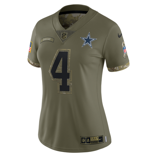 Dallas Cowboys Nike Women's #4 Dak Prescott Salute To Service Limited Jersey - Green
