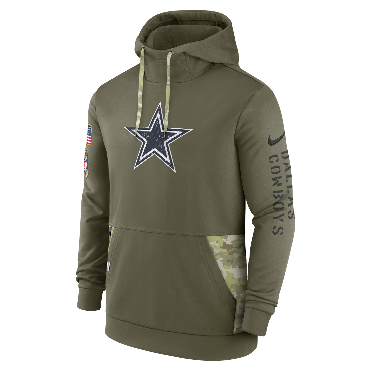 Dallas Cowboys Nike Sideline Salute to Service Pullover Hoodie- Olive Green