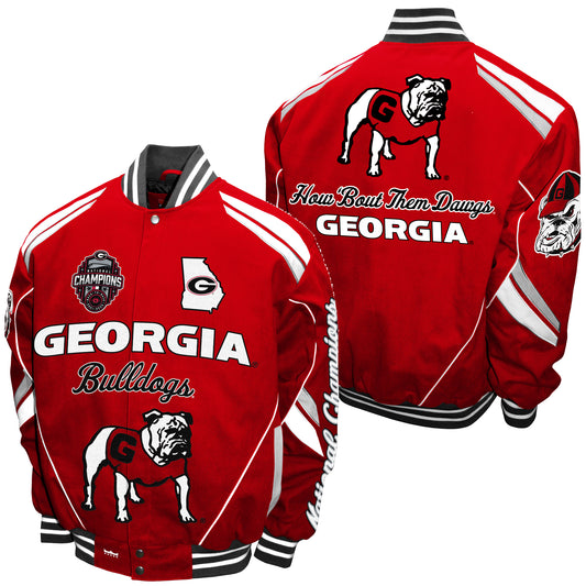 Georgia Bulldogs Red NCAA Back To Back 2021-2022 Nationals Champions Twill Jacket