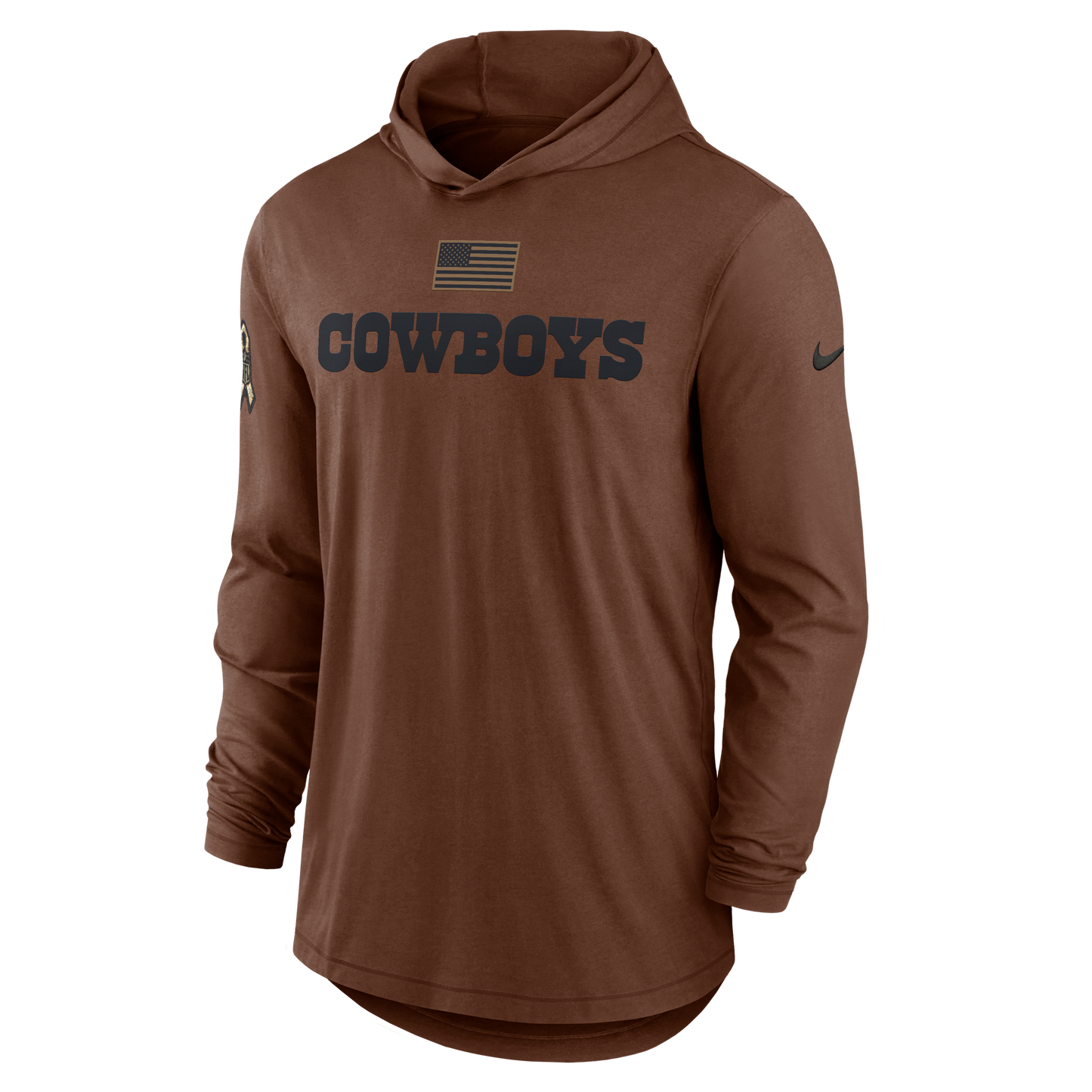 Dallas Cowboys Nike Salute to Service Sideline Hooded Long Sleeve Shirt - Brown