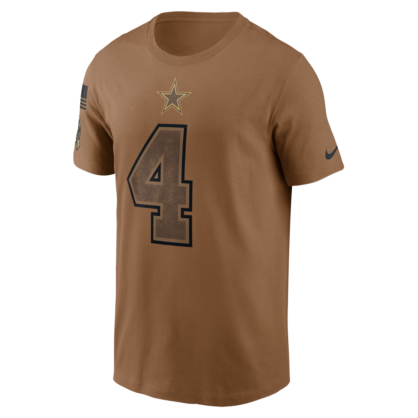 Dallas Cowboys Nike Salute to Service #4 Dak Prescott Player T-Shirt - Brown