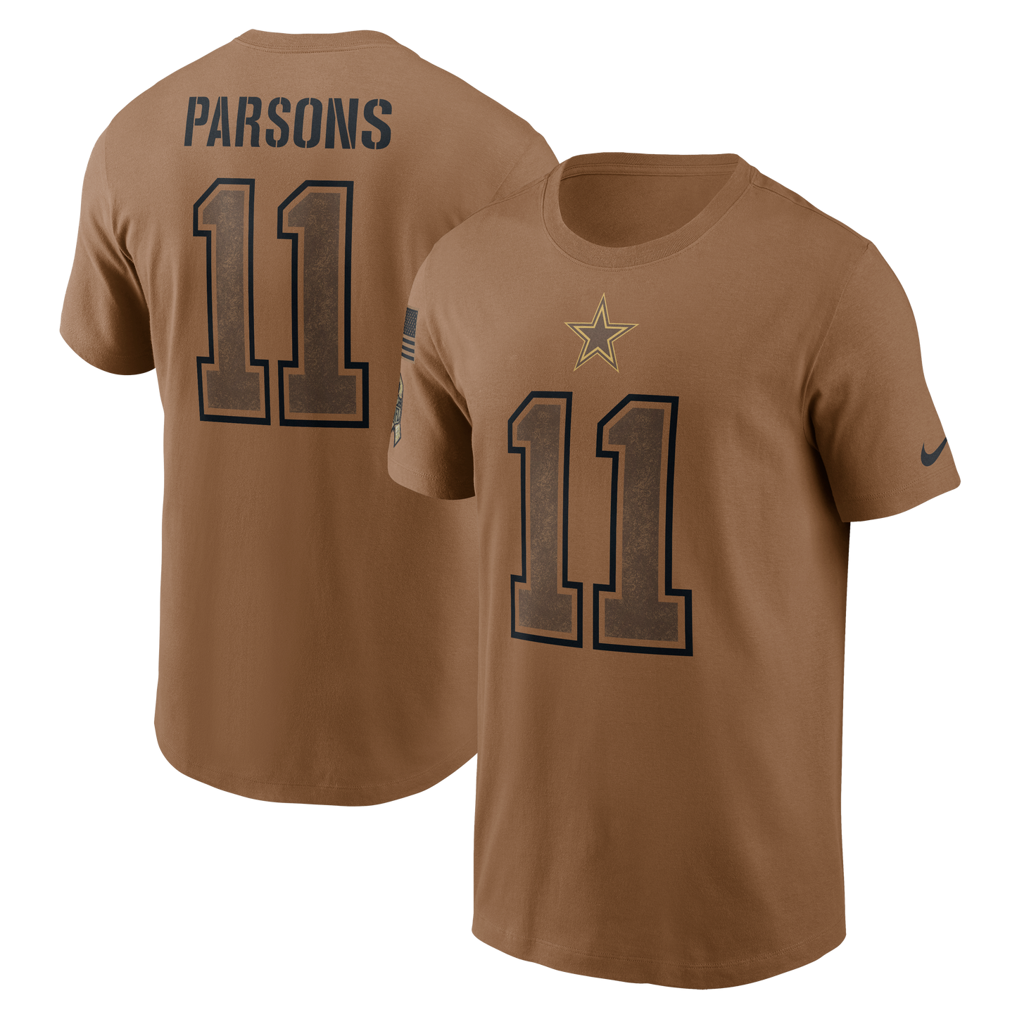 Dallas Cowboys Nike Salute to Service #11 Micha Parsons Player T-Shirt - Brown