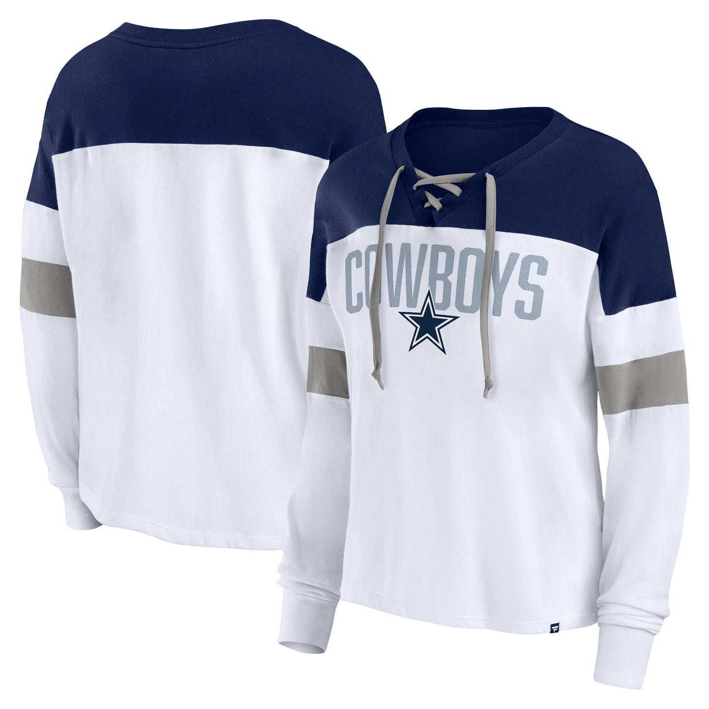 Dallas Cowboys Fanatics Branded Women's Even Match Lace Up Long Sleeve Shirt -White