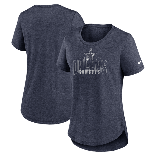 Dallas Cowboys Nike Heather Navy Womens Overlap City Tri-Blend T-Shirt