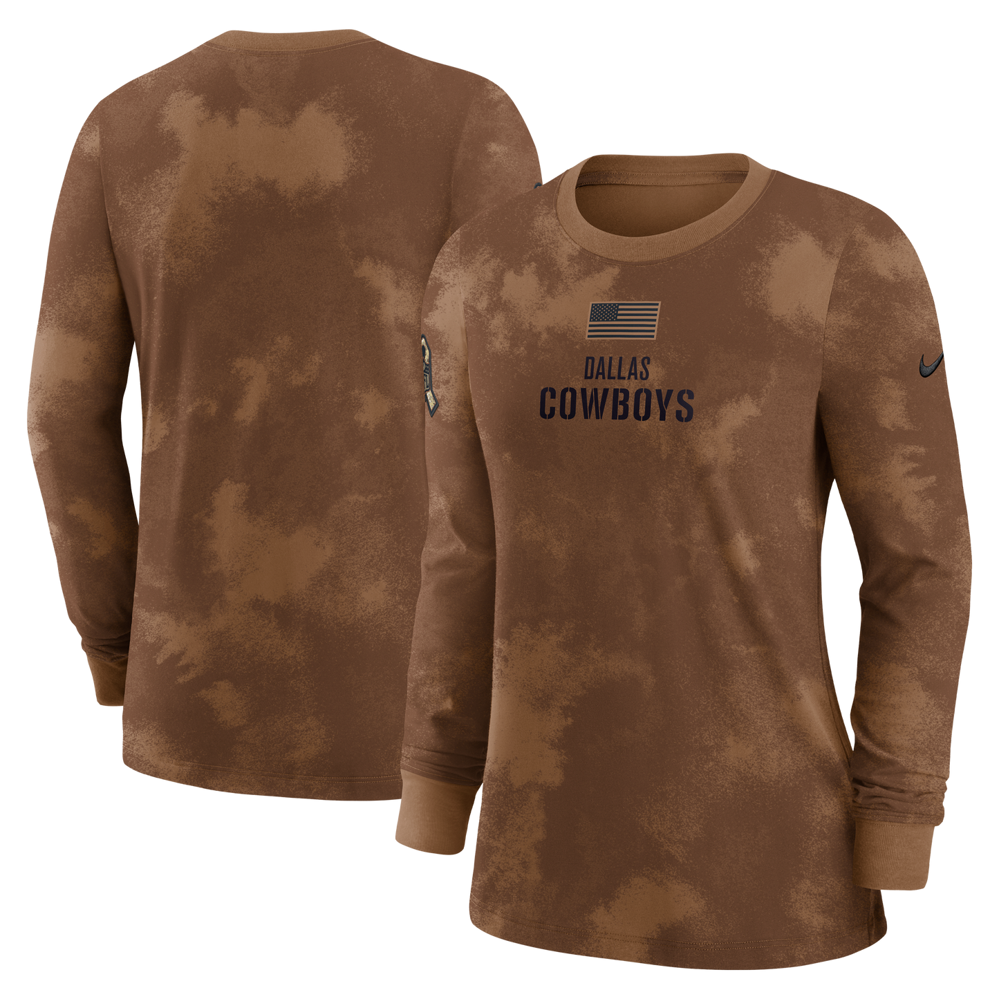 Dallas Cowboys Nike Women's Salute to Service Long Sleeve Shirt-Brown