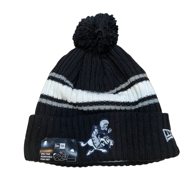 Dallas Cowboys New Era Vintage Retro Joe Knit Fold Pom Hat - Black