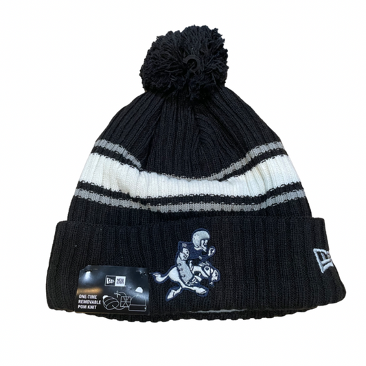 Dallas Cowboys New Era Vintage Retro Joe Knit Fold Pom Hat - Black