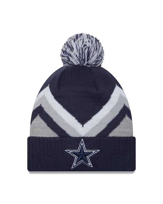 Dallas Cowboys New Era Zig Zag Knit Pom Hat - Navy