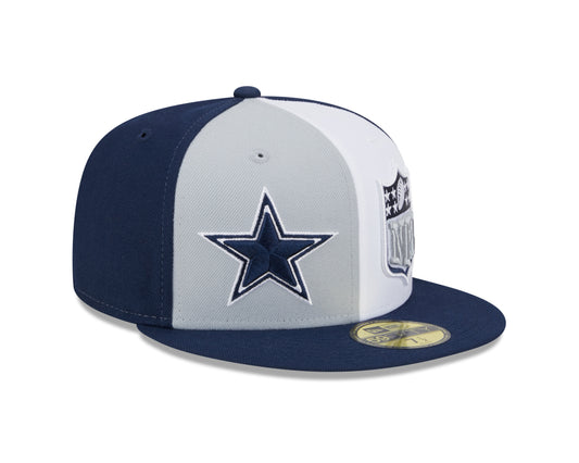 Cowboys New Era 2023 Sideline Split 59fifty Fitted Hat- Blue/Gray
