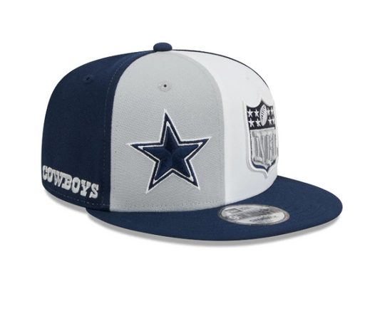 Dallas Cowboys New Era Sideline 9Fifty Split Snap Back Hat - White