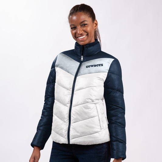 Dallas Cowboys G-III Women's New Star Quilted Full Zip Jacket - White/Navy