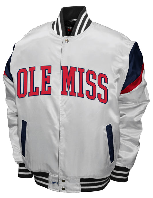 Ole Miss Rebels Franchise Club Power Satin Full-Snap Jacket - White