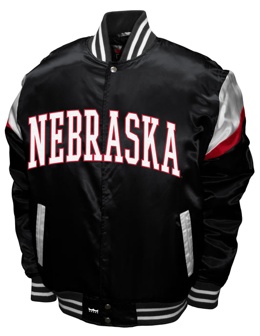 Nebraska Cornhuskers Franchise Club Power Satin Full-Snap Jacket - Black