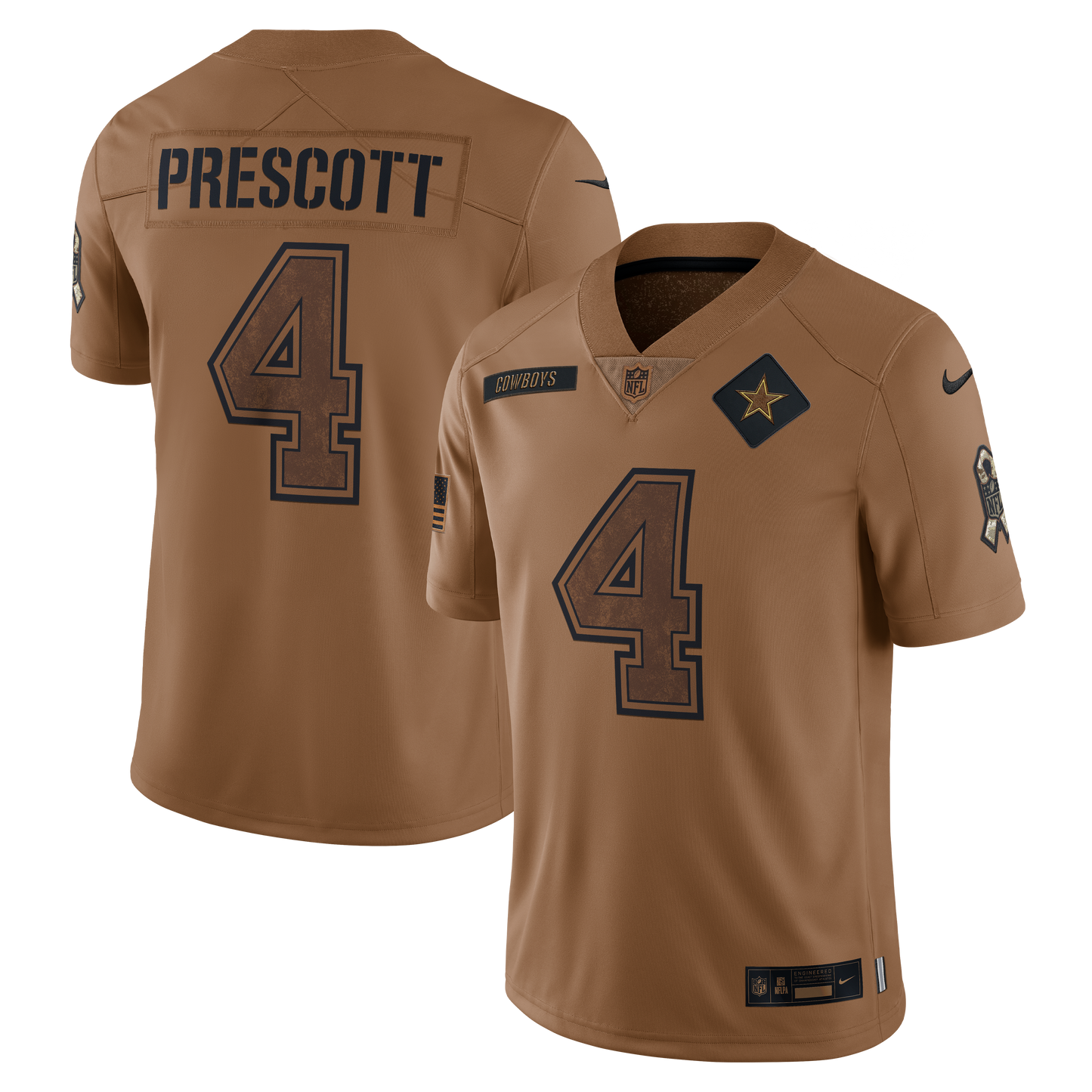 Dak Prescott Dallas Cowboys Nike Salute To Service Limited Jersey - Brown