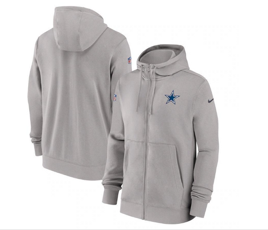 Dallas Cowboys Nike Sideline Club Performance Full-Zip Hoodie-Gray