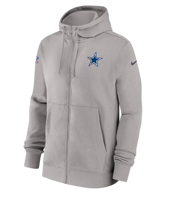 Dallas Cowboys Nike Sideline Club Performance Full-Zip Hoodie-Gray
