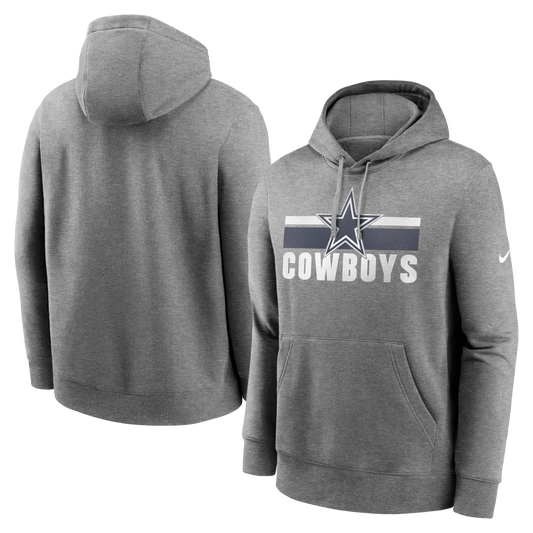 Dallas Cowboys Nike Stripes Club Fleece Pullover Hoodie - Heather Gray