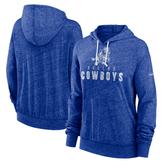 Dallas Cowboys Nike Women's Rewind Gym Vintage Pullover Hoodie - Royal