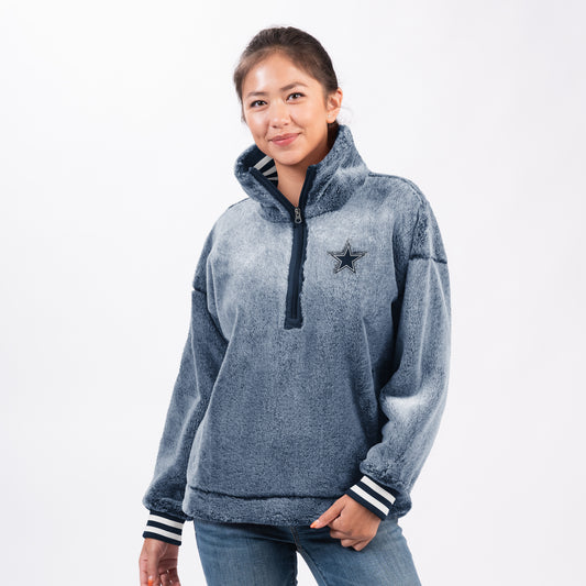 Dallas Cowboys G-III Women's Left Field 1/2 Zip PO Sherpa Jacket - Blue