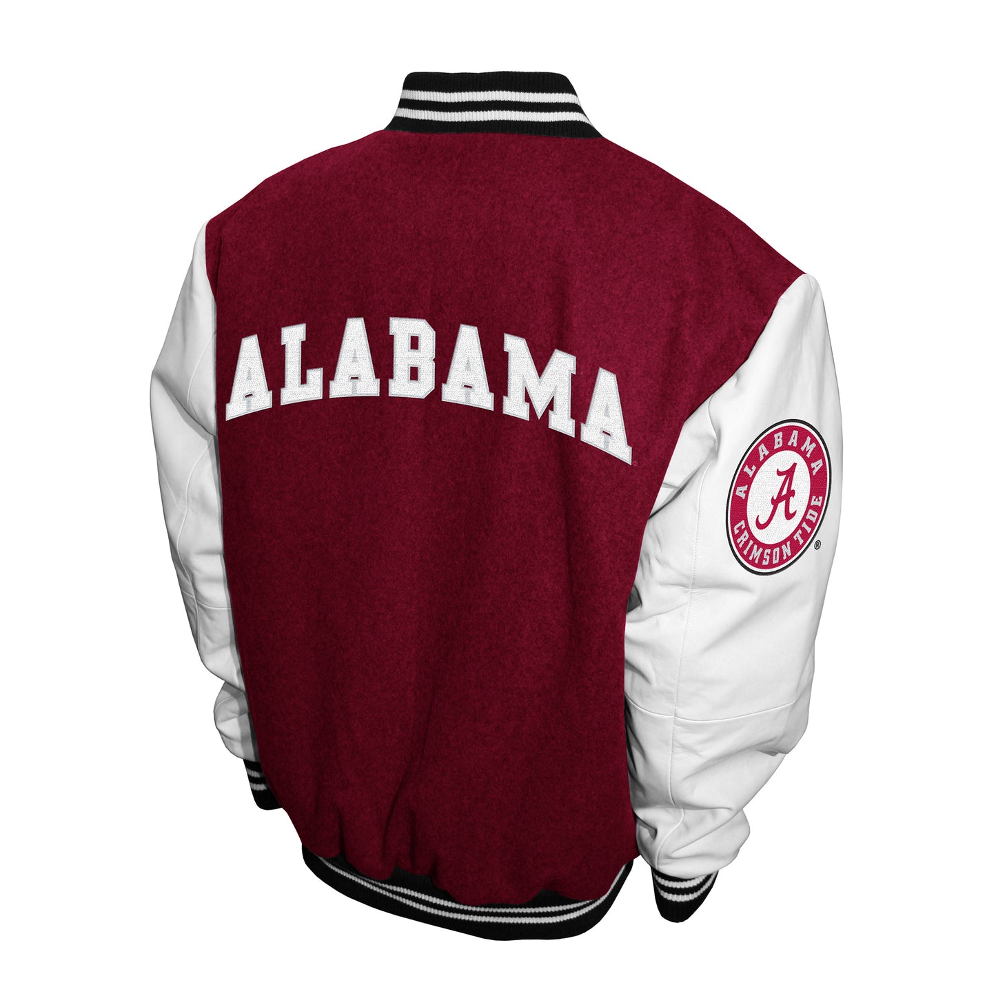 Alabama Crimson Tide Franchise Club Full-Snap Letterman Grad Wool Leather Jacket - Crimson
