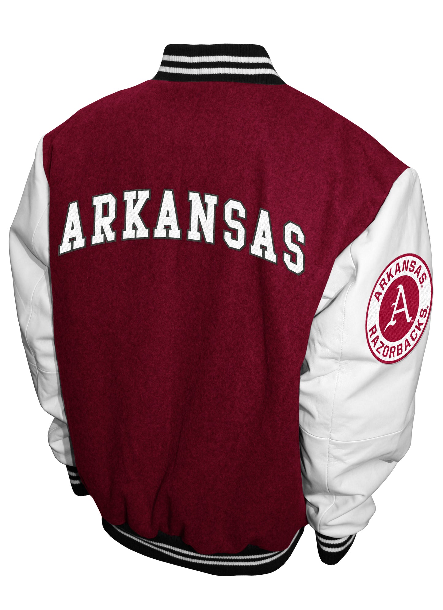 Arkansas Razorbacks Franchise Club Full-Snap Letterman Grad Wool Leather Jacket - Red