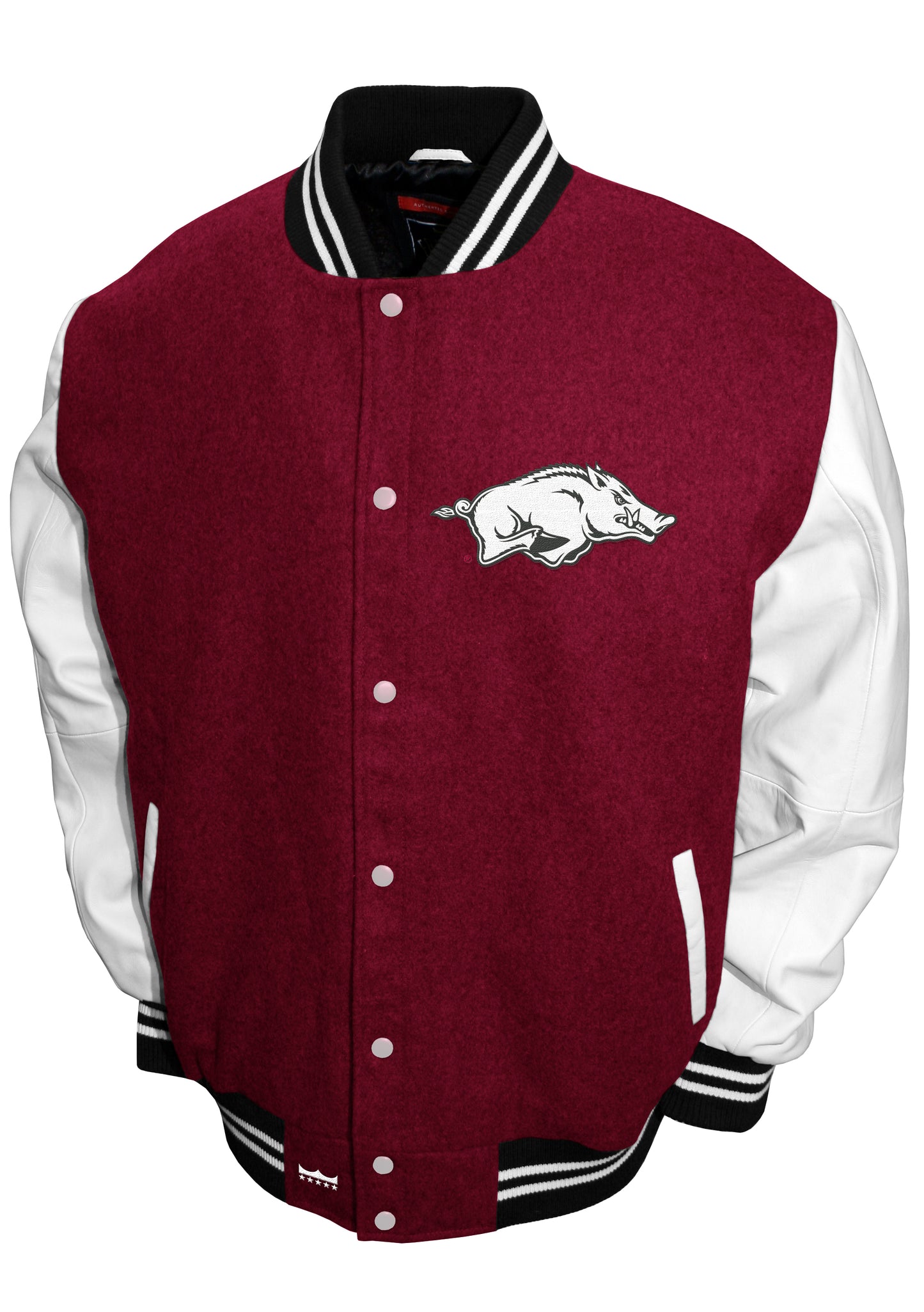 Arkansas Razorbacks Franchise Club Full-Snap Letterman Grad Wool Leather Jacket - Red