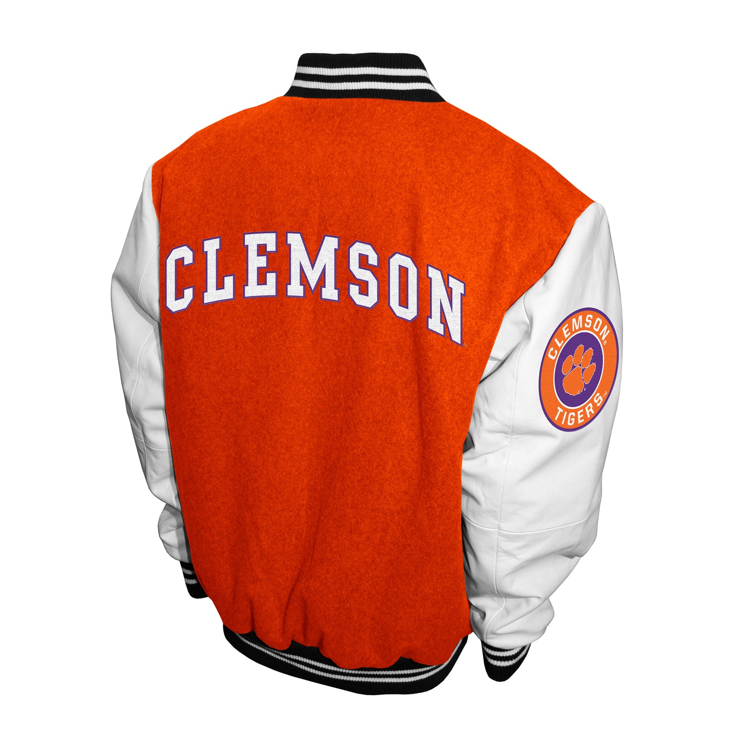 Clemson Tigers Franchise Club Full-Snap Letterman Grad Wool Leather Jacket - Orange