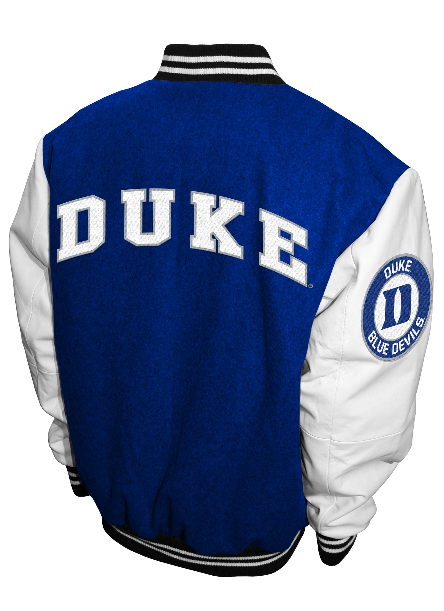 Duke Blue Devils Franchise Club Full-Snap Letterman Grad Wool Leather Jacket - Blue