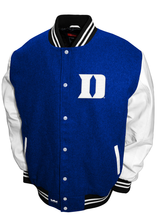 Duke Blue Devils Franchise Club Full-Snap Letterman Grad Wool Leather Jacket - Blue