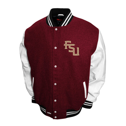 Florida State Seminoles Franchise Club Full-Snap Letterman Grad Wool Leather Jacket - Burgandy