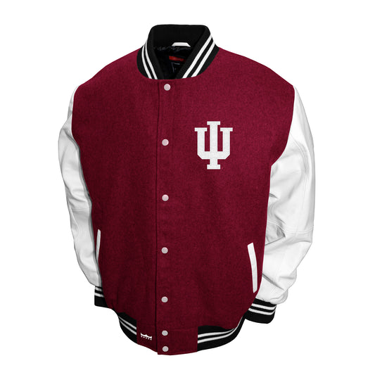 Indiana Hoosiers Franchise Club Full-Snap Letterman Grad Wool Leather Jacket - Red