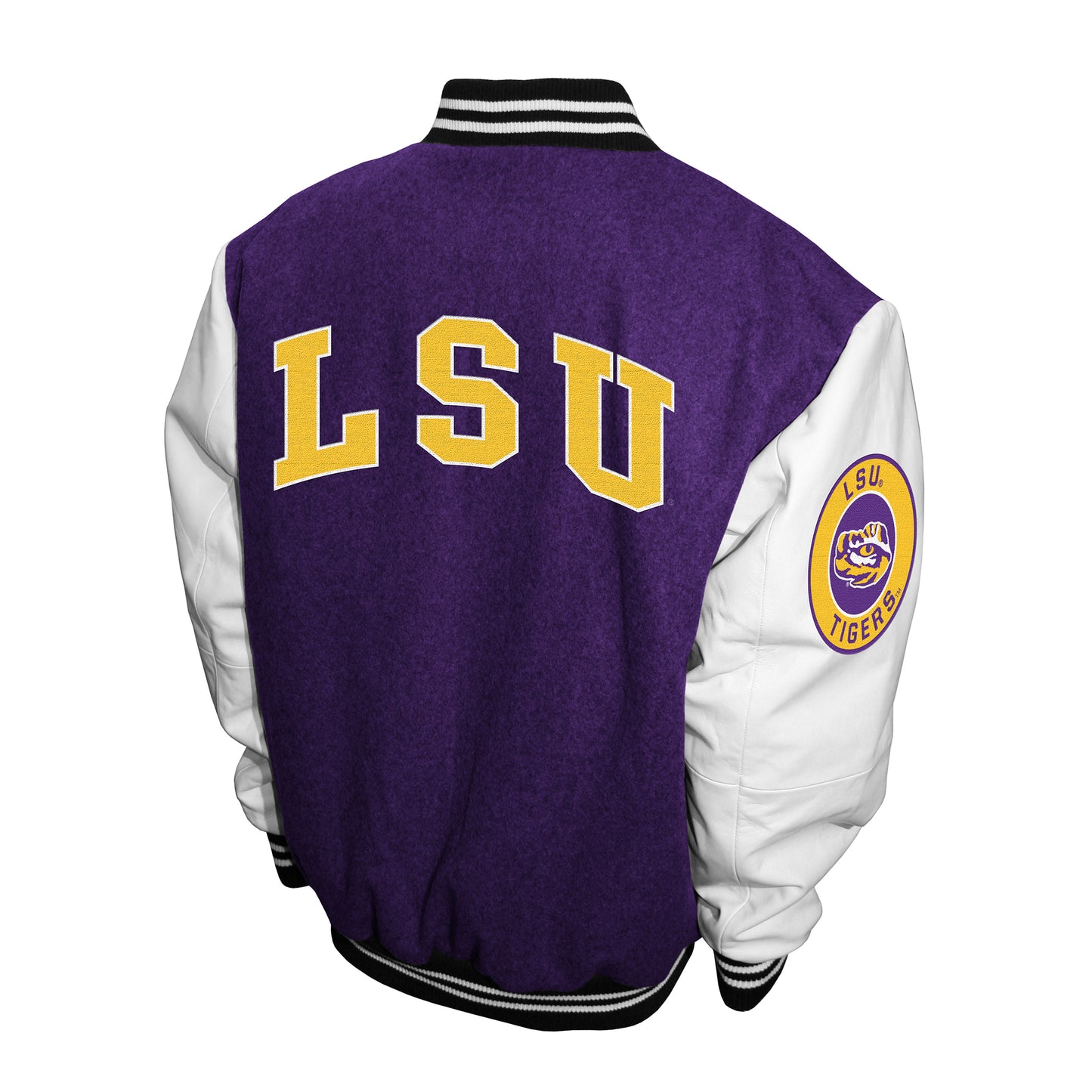LSU Tigers Franchise Club Full-Snap Letterman Grad Wool Leather Jacket - Purple
