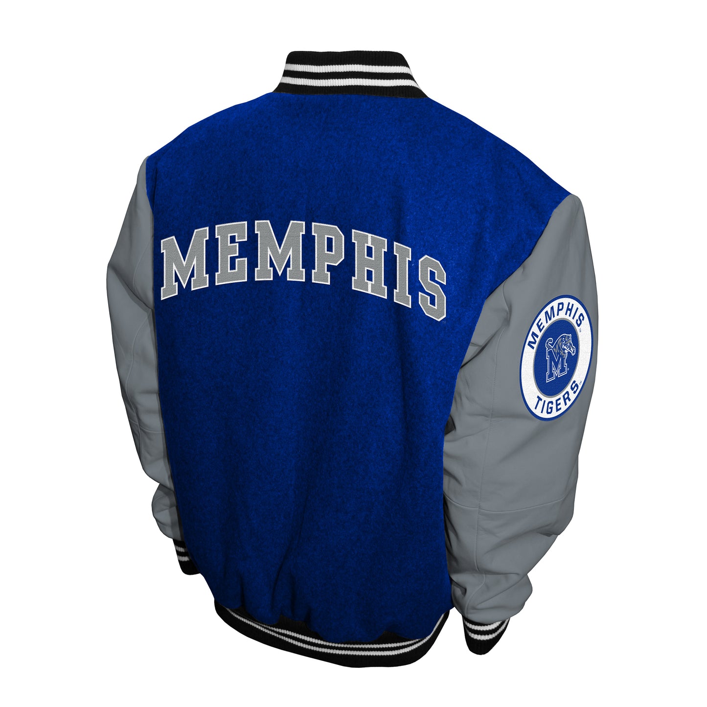 Memphis Tigers Franchise Club Full-Snap Letterman Grad Wool Leather Jacket - Blue