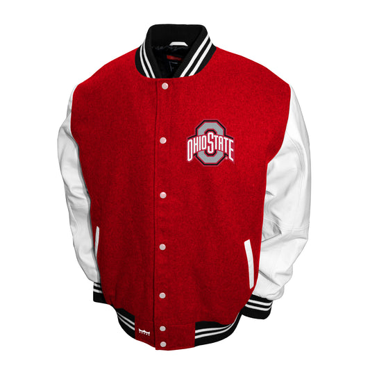 Ohio State Buckeyes Franchise Club Full-Snap Letterman Grad Wool Leather Jacket - Red