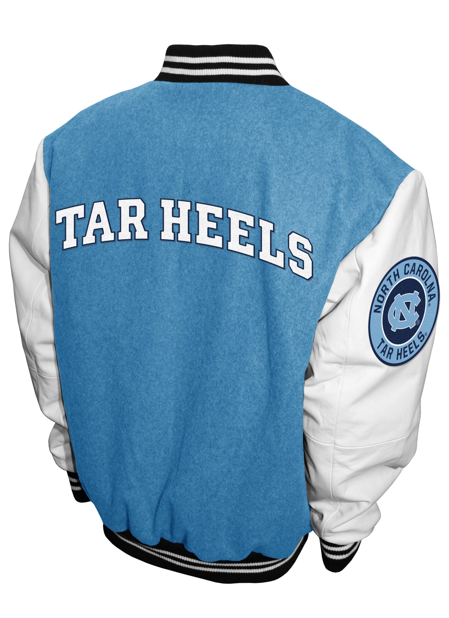 North Carolina Tar Heels Franchise Club Full-Snap Letterman Grad Wool Leather Jacket - Blue