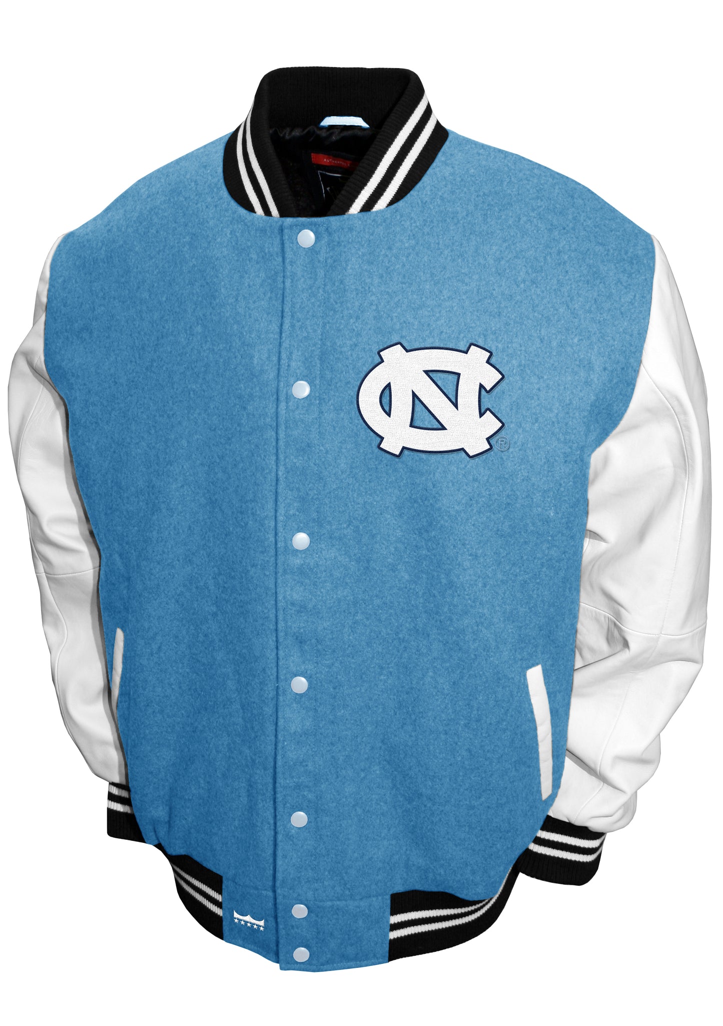 North Carolina Tar Heels Franchise Club Full-Snap Letterman Grad Wool Leather Jacket - Blue