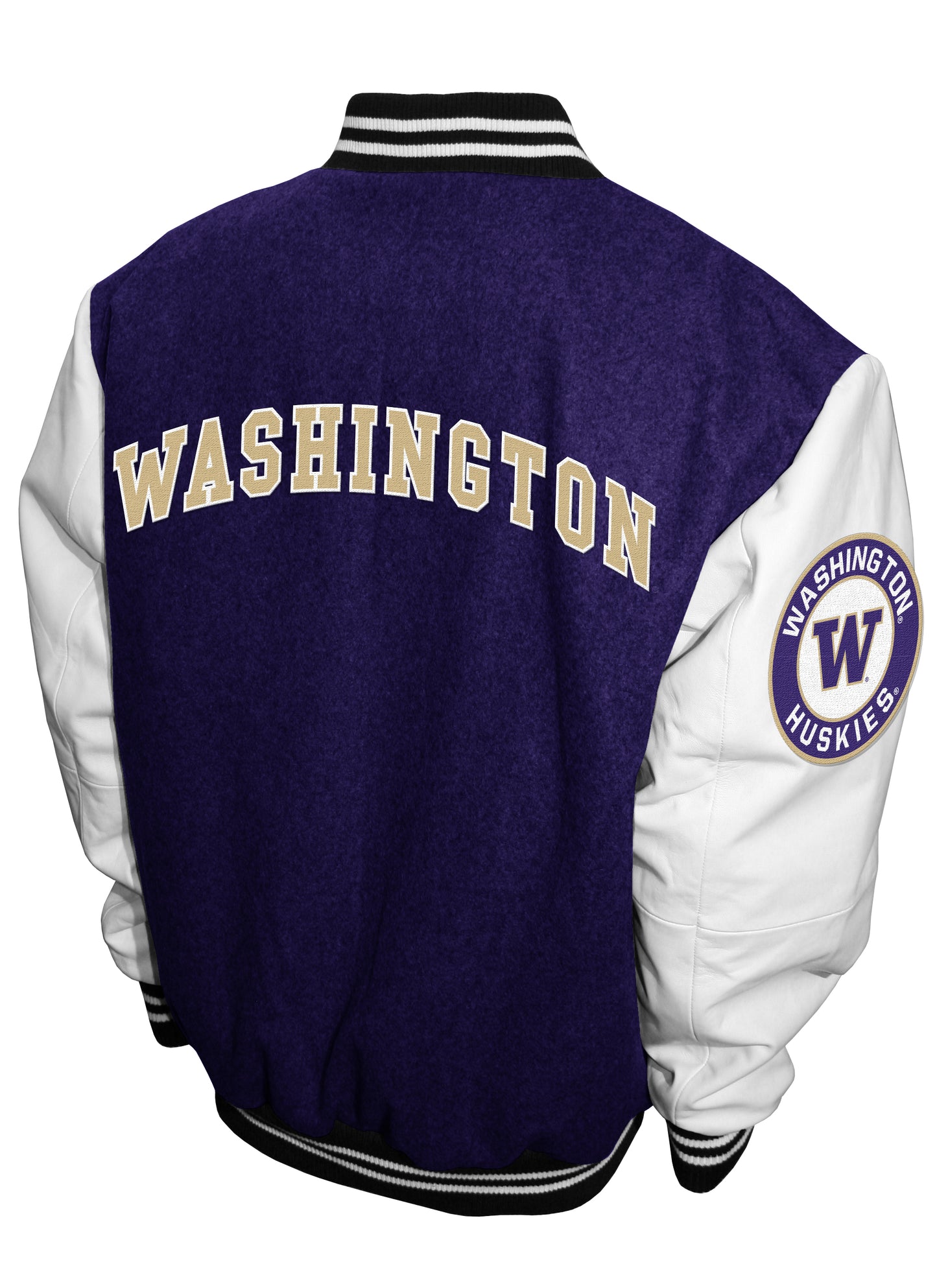 Washington Huskies Franchise Club Full-Snap Letterman Grad Wool Leather Jacket - Purple