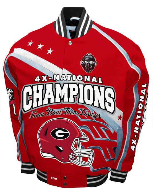 Georgia Bulldogs Red NCAA 4 Time Champions Back To Back Nationals Champions Twill Jacket